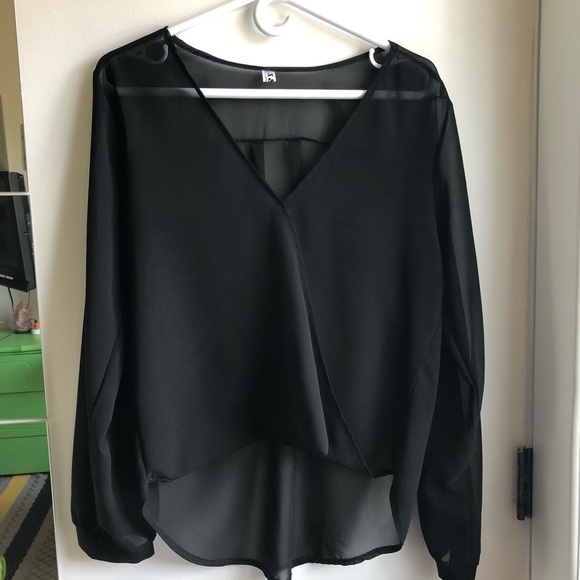Black Sheer Long Sleeve Top - Picture 11 of 14